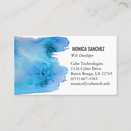 Kleurschilderend abstract visitekaartje blauw (Achterkant)