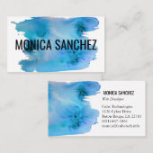 Kleurschilderend abstract visitekaartje blauw (Voorkant / Achterkant)