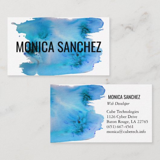 Kleurschilderend abstract visitekaartje blauw (Voorkant / Achterkant)