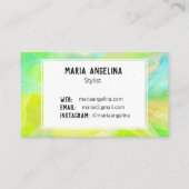 Kleurschilderij van abstract groen blauw visitekaartje (Achterkant)