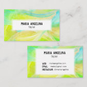 Kleurschilderij van abstract groen blauw visitekaartje (Voorkant / Achterkant)