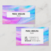 Kleurschilderij van abstract paars blauw visitekaartje (Voorkant / Achterkant)