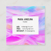 Kleurschilderij van abstract paars vierkante visitekaartje (Achterkant)