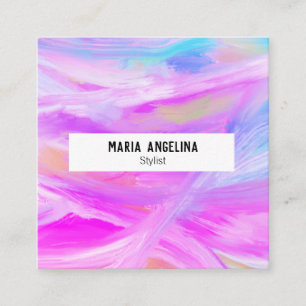 Kleurschilderij van abstract paars vierkante visitekaartje