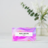 Kleurschilderij van abstract paars visitekaartje (Staand voorkant)