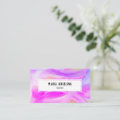 Kleurschilderij van abstract paars visitekaartje (Staand voorkant)