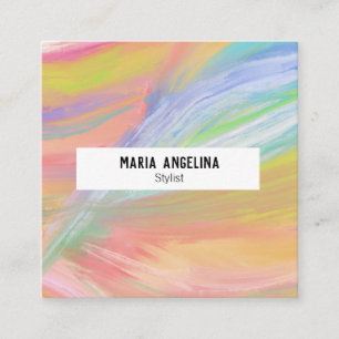 Kleurschilderij van abstracte regenboog vierkante visitekaartje