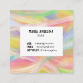 Kleurschilderij van abstracte regenboog vierkante visitekaartje (Achterkant)