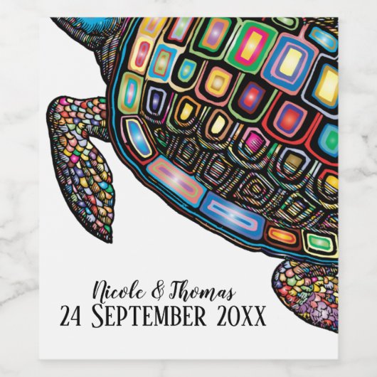 Kleurschildpad Wijn Etiket (Enkel label)