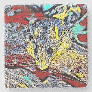 Kleurschop - muis stenen onderzetter