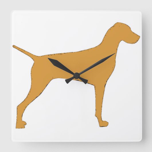 kleursilhouet uit de vizsla vierkante klok (Voorkant)