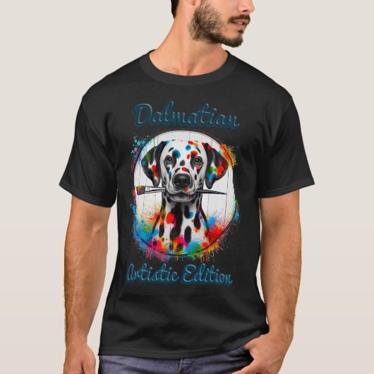 Kleurspat Dalmatiër Kunstenaar T-shirt (Voorkant)