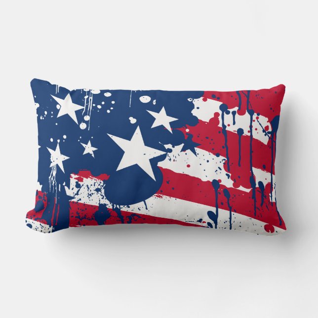Kleurspatten Amerika Vlag Kussen (Voorkant)
