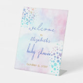 Kleurspatten Geslachtsonafhankelijke Baby Shower W Reclamebord Met Voetstuk (Voorkant)