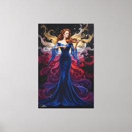 Kleurspatten Vioolmeisje Canvas Kunst 