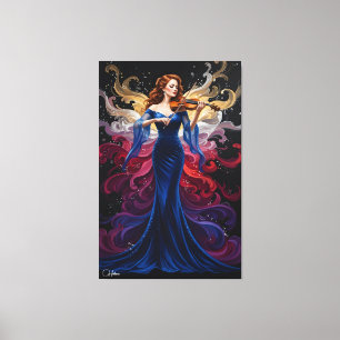 Kleurspatten Vioolmeisje Canvas Kunst