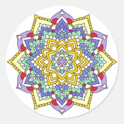 Kleurspectrum ventilatorkracht Mandala White Ronde Sticker (Voorkant)