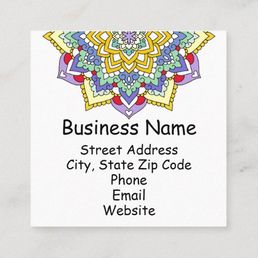 Kleurspectrum ventilatorkracht Mandala White Vierkante Visitekaartje (Achterkant)