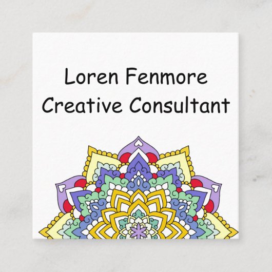 Kleurspectrum ventilatorkracht Mandala White Vierkante Visitekaartje (Voorkant)