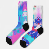 Kleursplash abstract ontwerp paarse rode fuchsie sokken (Links)