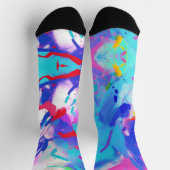 Kleursplash abstract ontwerp paarse rode fuchsie sokken (Top)