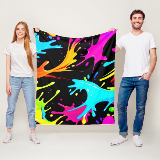 Kleursplash: Abstracte kunst Fleece Deken (In situ)