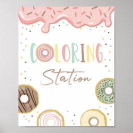 Kleurstation Donut Pink Girl Birthday Sign Poster