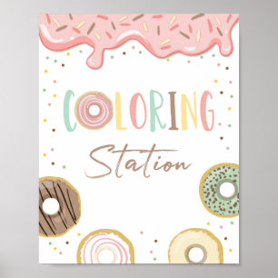 Kleurstation Donut Pink Girl Birthday Sign Poster