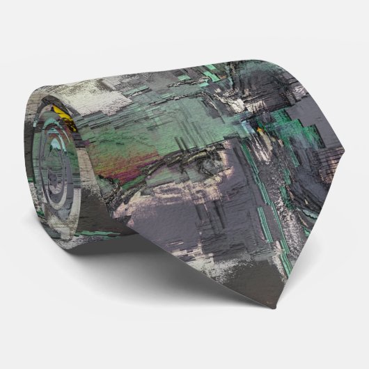 Kleursteen, groen-grijze munt overheerst stropdas (Opgerold)