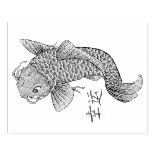 Kleurstempel - Koi Carp Fish Rubberstempel (Afrduk)