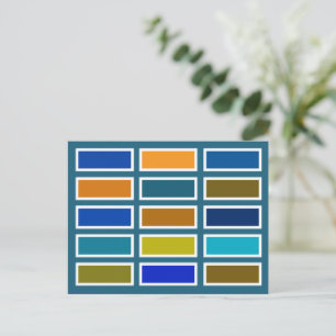 Kleurstenen (blauw/mosterd) briefkaart