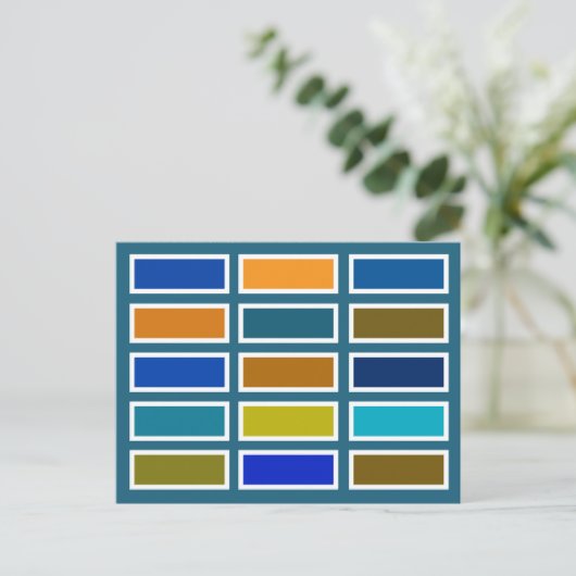 Kleurstenen (blauw/mosterd) briefkaart (Staand voorkant)