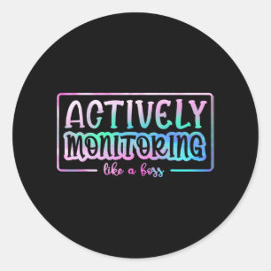 Kleurstof actief monitoren als een Boss Fun Teache Ronde Sticker