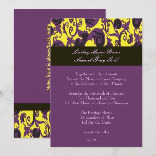 Kleurstof demper/plum/geel/zwart/lavender kaart (Voorkant / Achterkant)