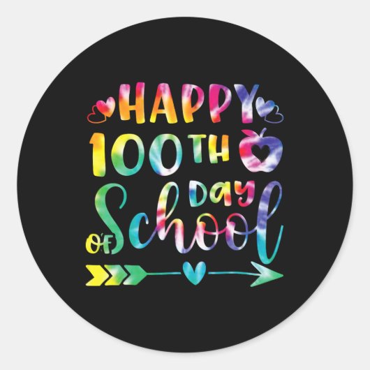 Kleurstof Gelukkige 100ste Dag van Schoolleerkrach Ronde Sticker (Voorkant)
