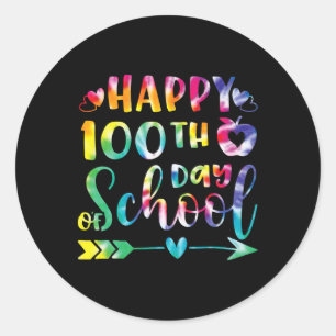 Kleurstof Gelukkige 100ste Dag van Schoolleerkrach Ronde Sticker