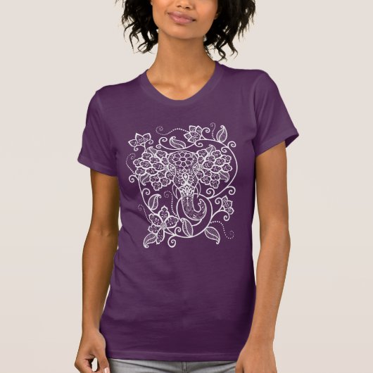 Kleurstof Mehndi Elephant T-shirt (Voorkant)