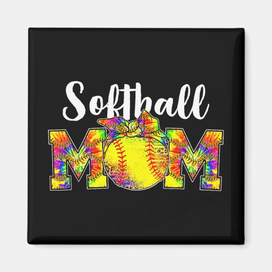 Kleurstof Softbal Moeder T-shirt Softbal Spel Dag Magneet (Voorkant)