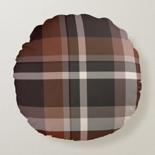 Kleurstof Tartan Rond Kussen (Voorkant)