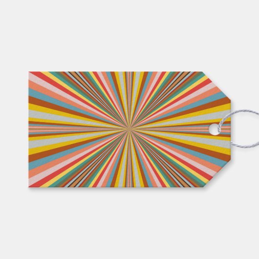 Kleurstofbarsting van de retrorestrepen cadeaulabel (Voorkant (Horizontaal))