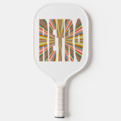 Kleurstofbreuk van Retro Word Stripes Pickleball P Pickleball Paddle (Achterkant)
