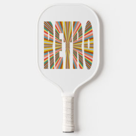 Kleurstofbreuk van Retro Word Stripes Pickleball P Pickleball Paddle