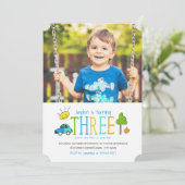 Kleurstofdoppen 3rd Birthday Party Invite / auto Kaart (Staand voorkant)