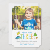 Kleurstofdoppen 3rd Birthday Party Invite / auto Kaart (Voorkant)