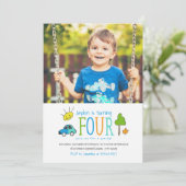 Kleurstofdoppen 4e verjaardag van de uitnodiging / (Staand voorkant)