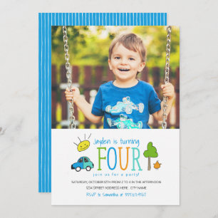 Kleurstofdoppen 4e verjaardag van de uitnodiging /