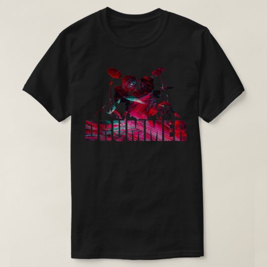 Kleurstofdrummer abstract rood t-shirt (Design voorkant)