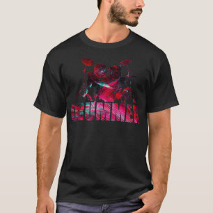 Kleurstofdrummer abstract rood t-shirt