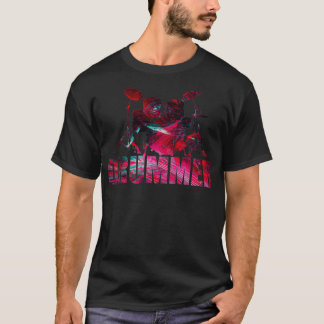 Kleurstofdrummer abstract rood t-shirt
