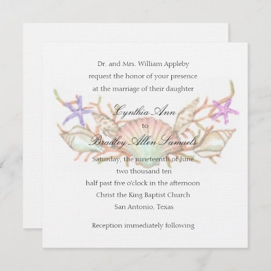 Kleurstoffen en koraal voor bruiloft kaart (Voorkant / Achterkant)